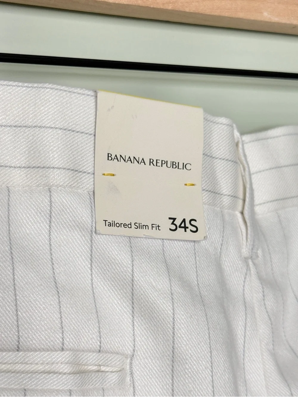 NWT Banana Republic Linen Tailored Fit Slim Pants White Grey Men’s 34 Short